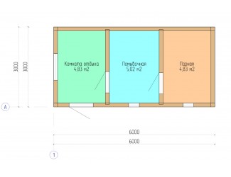 Баня 6х3 м. 150x150 мм. из профилированного бруса 