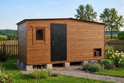 Баня каркасная размер 2×5 м. (3 отделения)