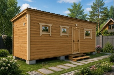 Баня каркасная размер 2,3×6 м. (3 отделения)