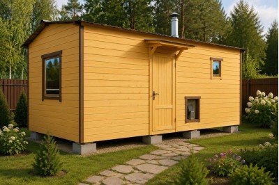Баня каркасная размер 2,3×6 м. (2 отделения)