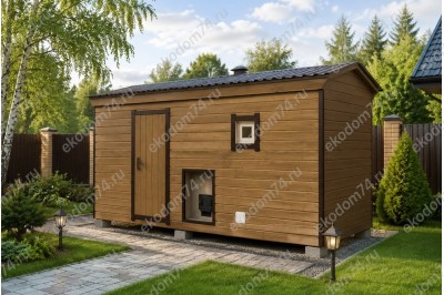Баня каркасная размер 2×5 м. (2 отделения)