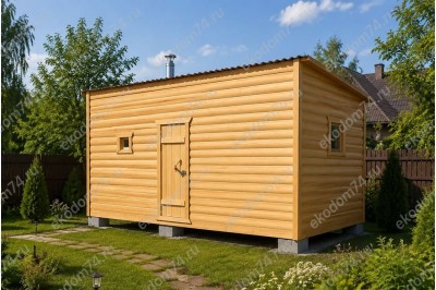 Баня каркасная размер 2×6 м. (3 отделения)