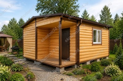 Баня каркасная размер 5×4,6 м. (2 отделения)